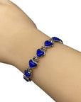 Helena Rose Ladies Blue Cats Eye Heart Shaped Magnetic Therapy Bracelet for Women - Valentine Jewellery for Females - with Gift Box